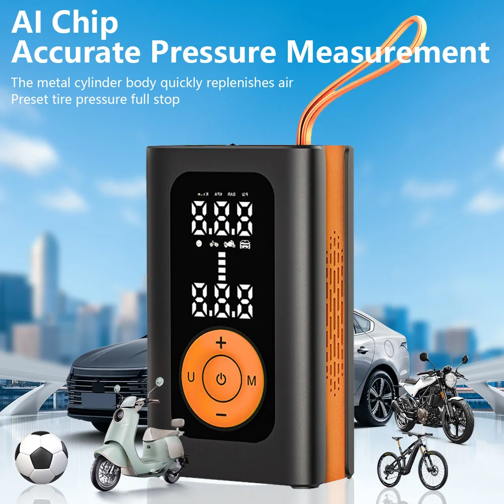 Wireless Car Inflator Pump 19 Cylinder 60CM Extended Air Tube Tire Inflator, Suitable for Cars/Motorcycles