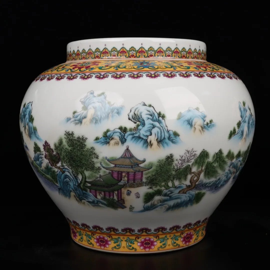 

Exquisite Pink Landscape Patterned Jar Decorations