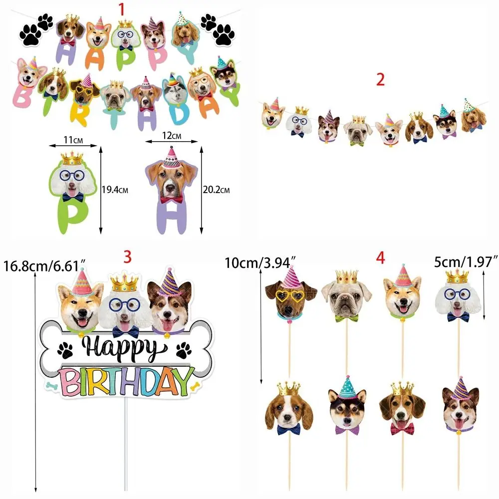 Face Easy Use Photo Props Paper Cup Desserts Cake Accessories Animal Portrait Banner Birthday Pull Flag Party Bunting images - 6