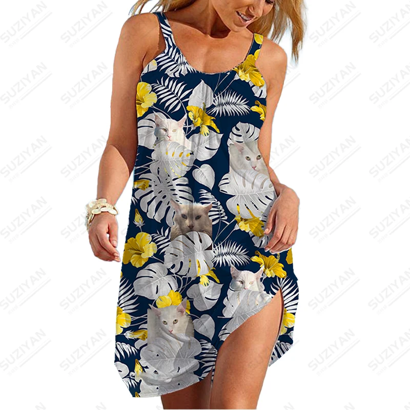

2023 Summer Hot -selling Dress Beach Vacation Style Printed Dress Women's Comfort Breathable Dresses Casual Sleeveless Dress