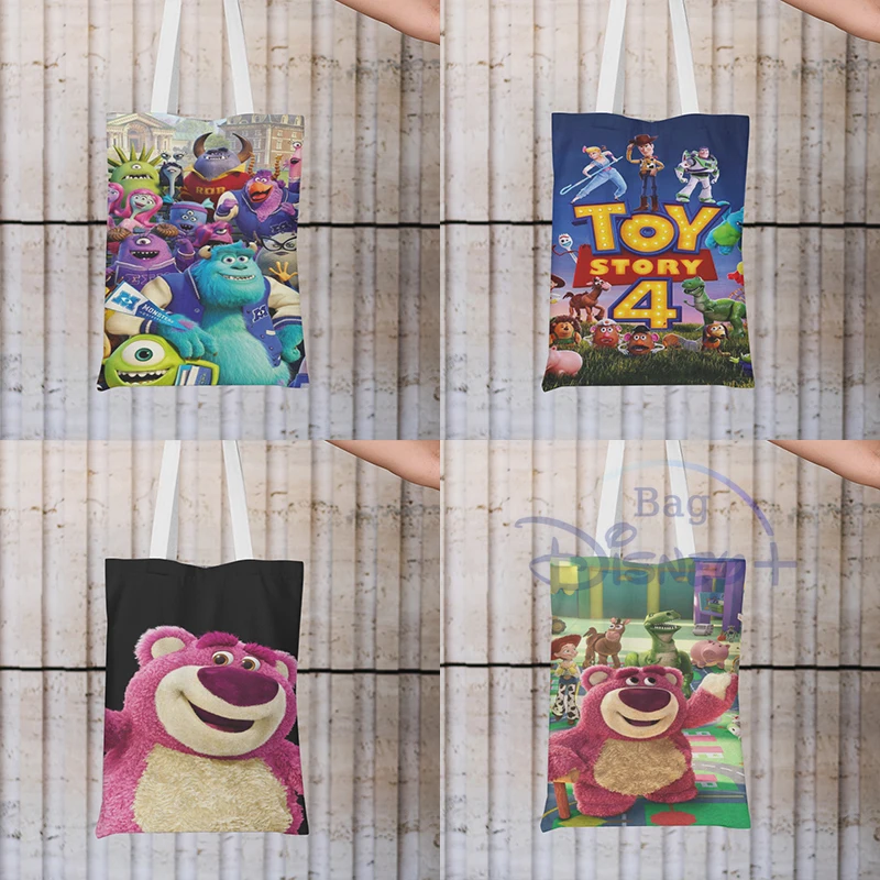 

Disney Cute Strawberry Bear Handbags Cartoon Shoulder Bag High Capacity Shoppaing Bag Lady Travel Tote Eco Reusable Storage Bag