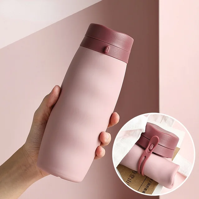 600ml Foldable Water Bottles Soft Flask Sports Drinking Water Bag Collapsible Portable Outdoor Running Camping Travel BPA Free 2