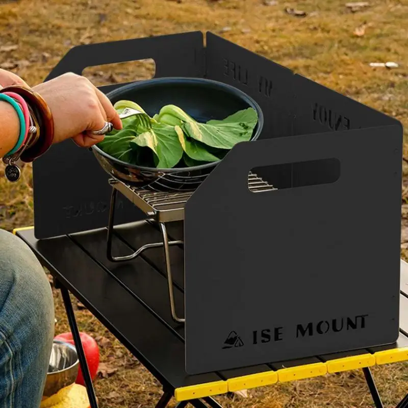 Folding Gas Stove Windshield Camping BBQ Burner Windscreen Stainless Steel Tri-fold Four-fold Cassette Stove Windproof Shield