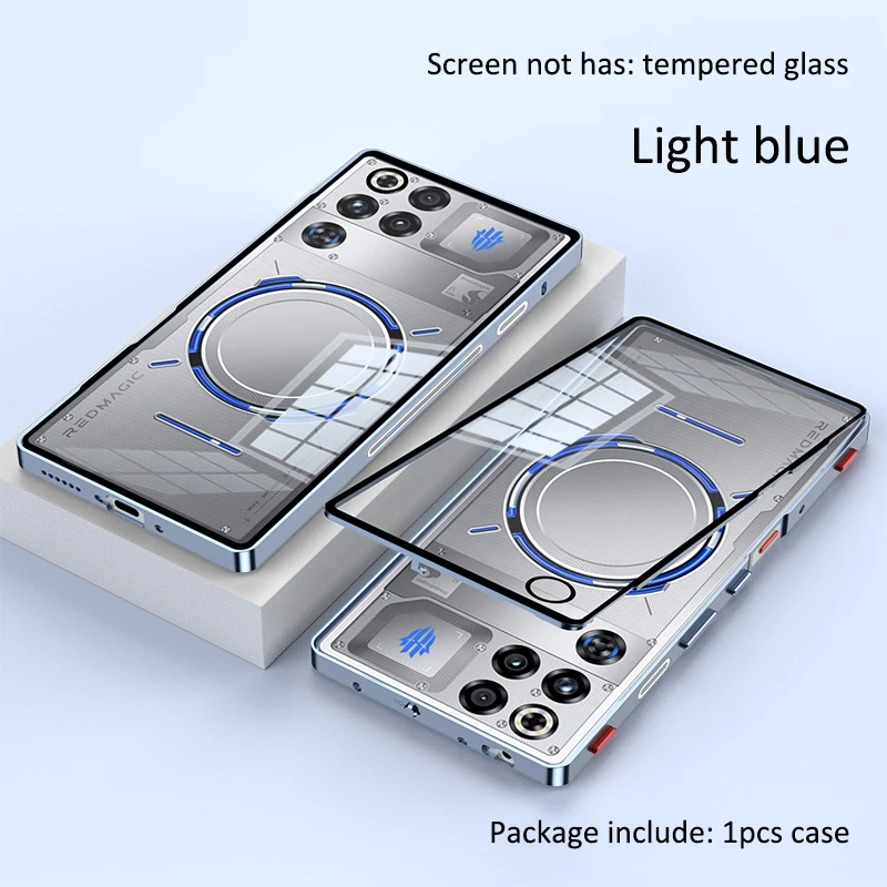 Aluminium Alloy Metal + Tempered Glass Clear Transparent Phone Case