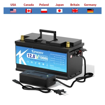 12V 100Ah LiFePO4 แบตเตอรี่ลิเธียมเหล็กฟอสเฟตอัพเกรด BMS 6000 รอบสําหรับ RV Campers รถกอล์ฟ Off-Road Off-Grid ลมพลังงานแสงอาทิตย์ 1