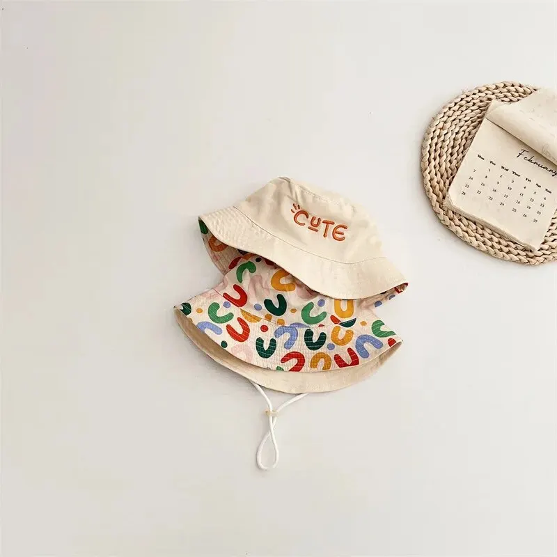 Double-Sided Baby Bucket Hat - Embroidered Fisherman Cap for Boys  Girls