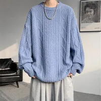 Autumn Winter O-Neck Sweater Men Loose Knit Pullovers Solid Color Casual Knitted Sweater Mens Streetwear Pullovers Plus Size 8XL 2