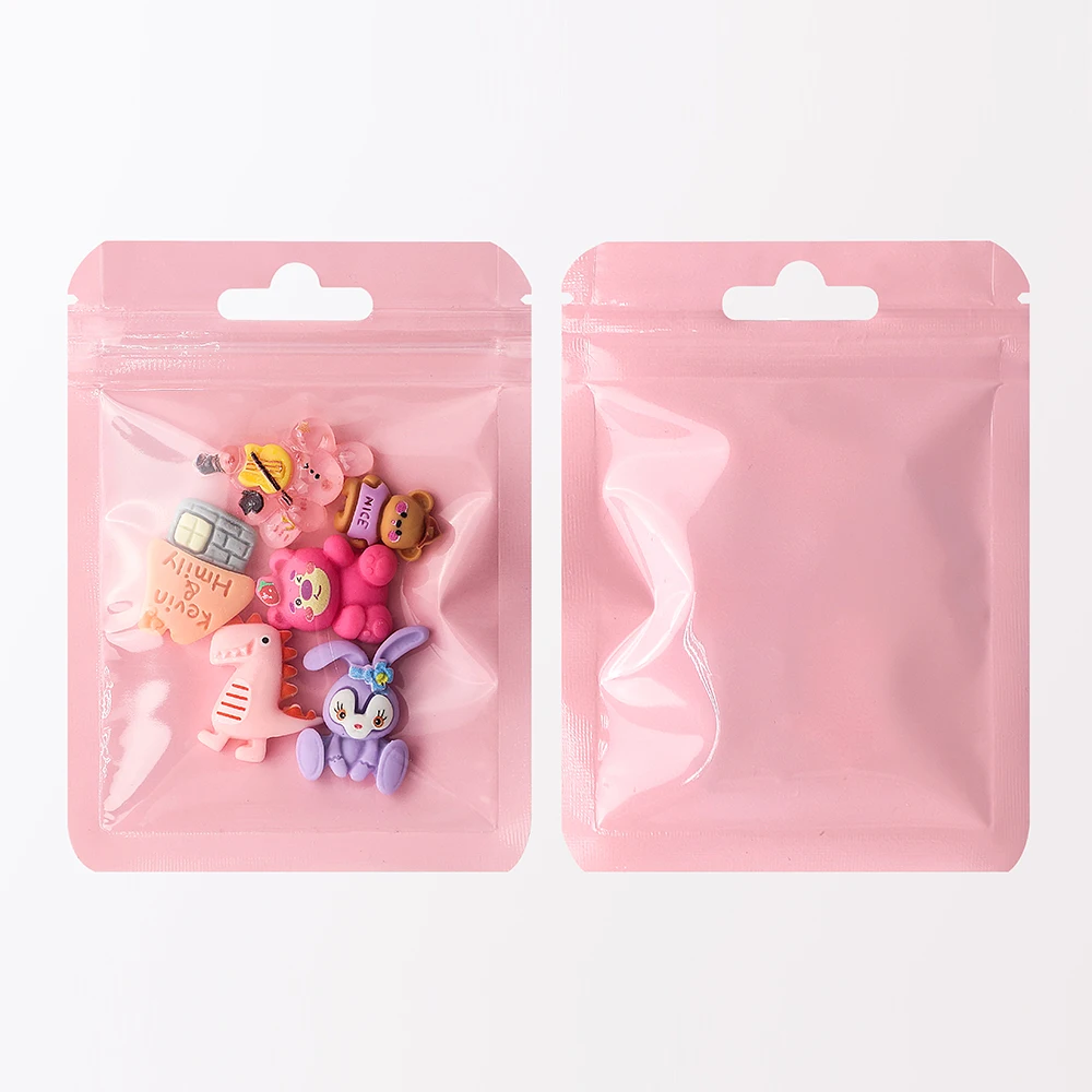 50Pcs Transparent Colorful Plastic Mylar Bags Hair Jewelry Storage Bags Commodity Packaging Self-Sealing