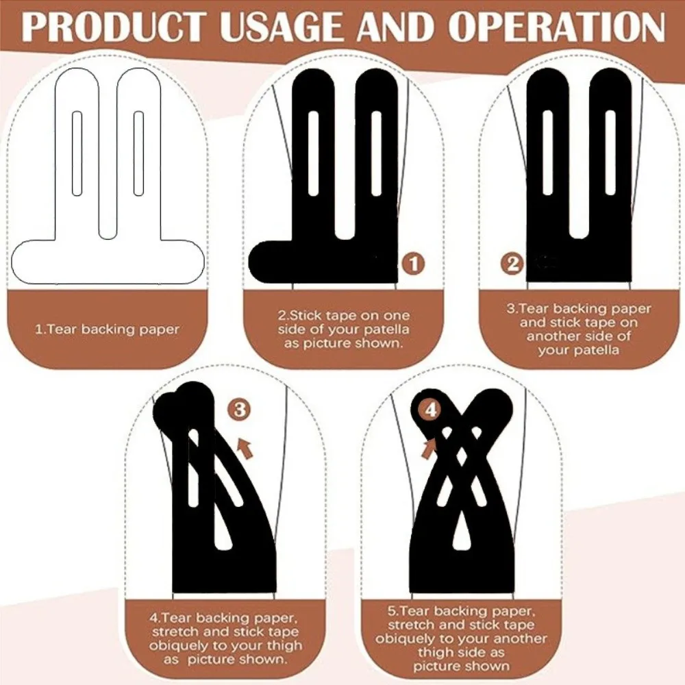 10pcs 통기성 운동 요법 테이프 무릎 지원 근육 지원 무릎 근육 프리 컷 테이프 탄성 방수 근육 보호 테이프