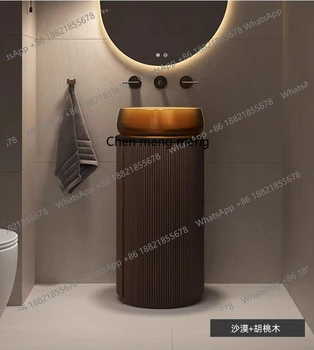 อ่างล้างหน้าทรงกลมทำจากหินเทียมแบบโปร่งใส สำหรับโรงแรม บ้าน ห้องน้ำ อ่างล้างหน้าแบบตั้งพื้นแบบอิสระ 1