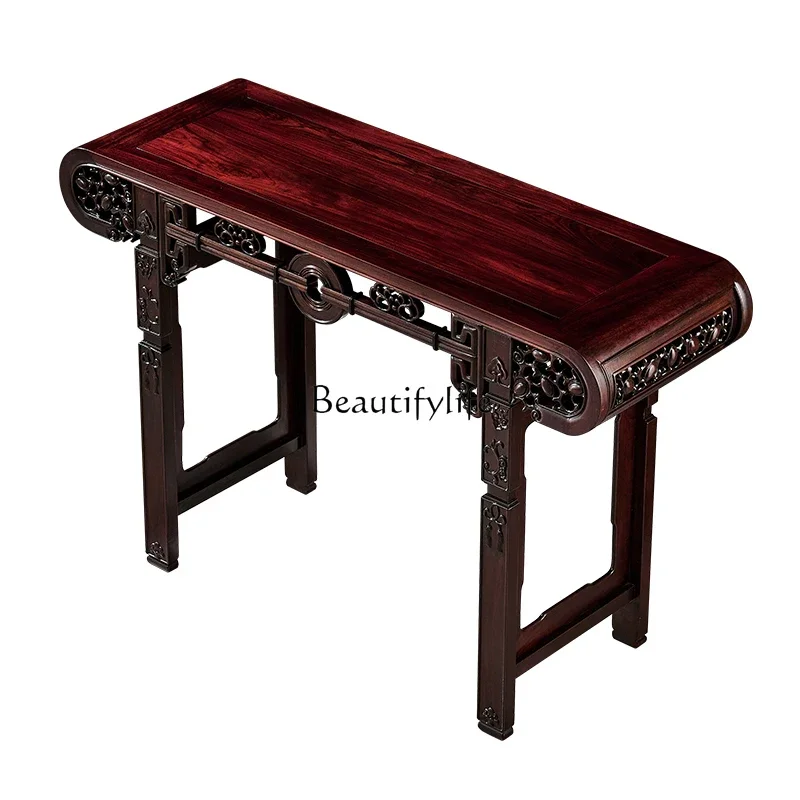 

Ming Style a Long Narrow Table Sandal Wood round Flower Stand Piano Desk Rosewood Furniture