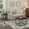 3pcs Set, Modern Living Room with 2 End Tables, Small with Metal Frame for Home Apartment, Black, Café Tables 5