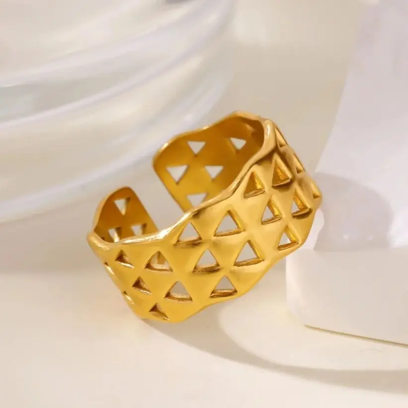 Minimalist Geometric Hollow Triangle Ring for Women Wedding Jewelry
