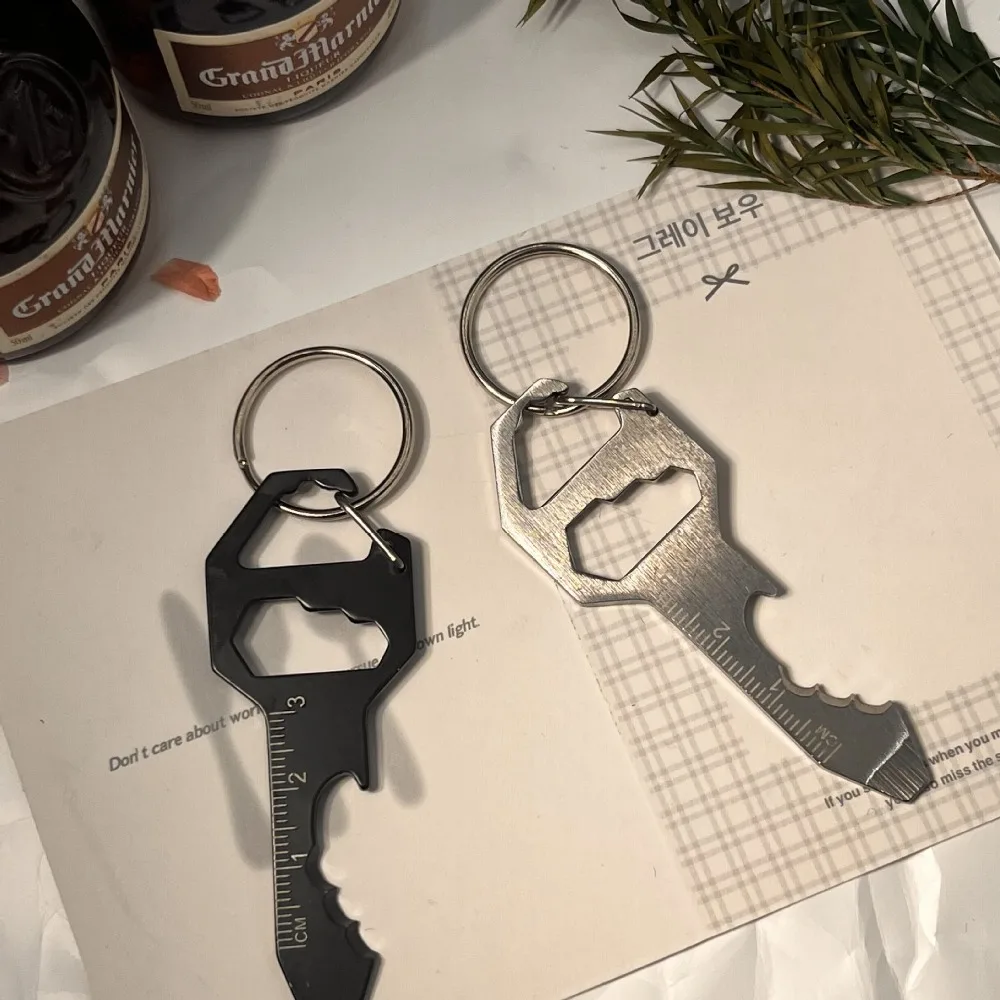 Versatile Stainless Steel 6-in-1 Keychain Multitool and Bottle Opener Gift