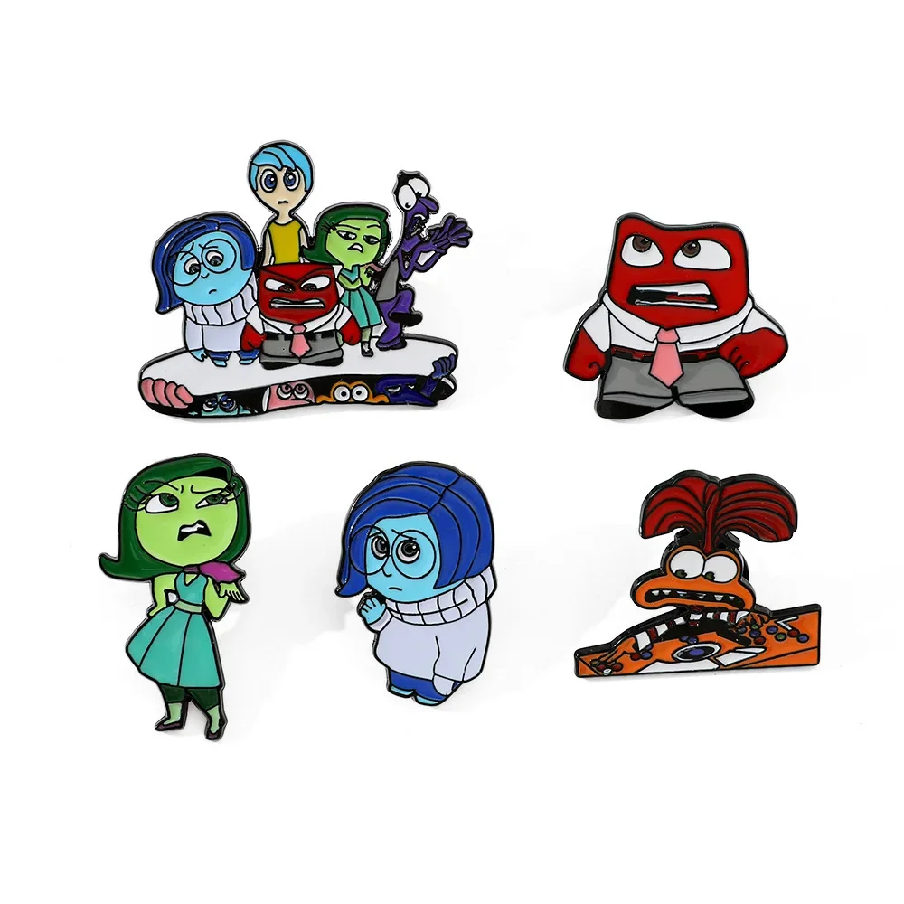 

Disney Inside Out 2 Broochs Cartoon Joy Sadness Disgust Figure Metal Badge Alloy Drop Oil Brooch Accessory Couple Bag Decoration