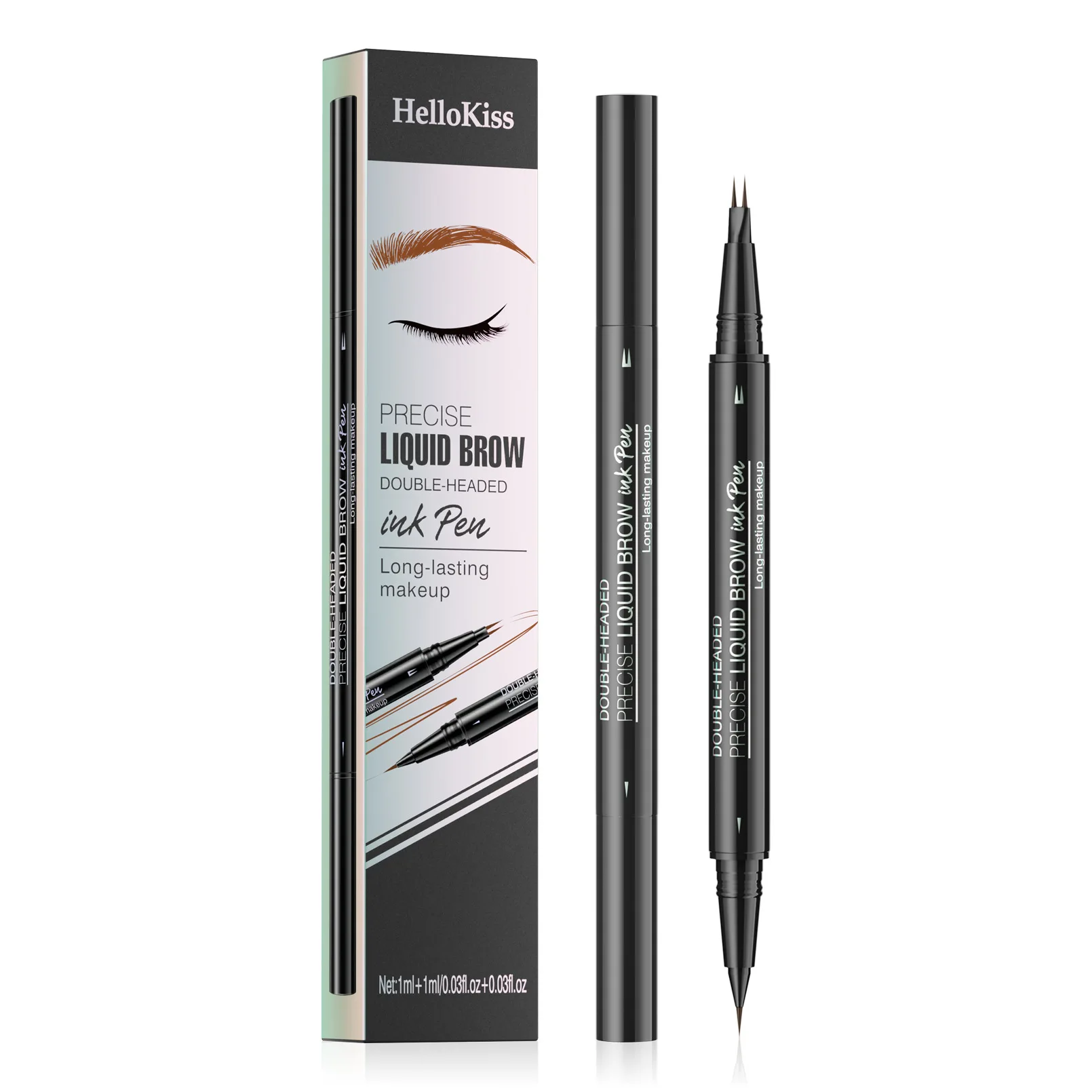 Hellokiss binary eyebrow pencil, waterproof and sweat-proof wild eyebrow double-headed 2in1 eyebrow pencil liquid 5