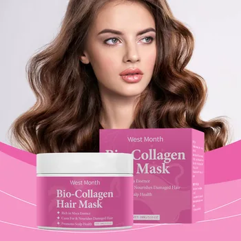 Bio Collagen Hair Mask Keratin Repair Damage Frizzy Nourishing Soft Smooth Shiny Deep Moisturizing Straightening Hair Care Cream