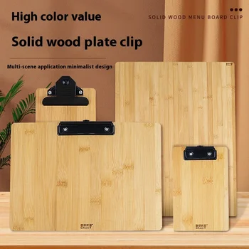 Cartella in legno massello Menu Clip scrittura Cafe Restaurant A4 Board Clip appunti porta carta Office Clip Board cartelle di File