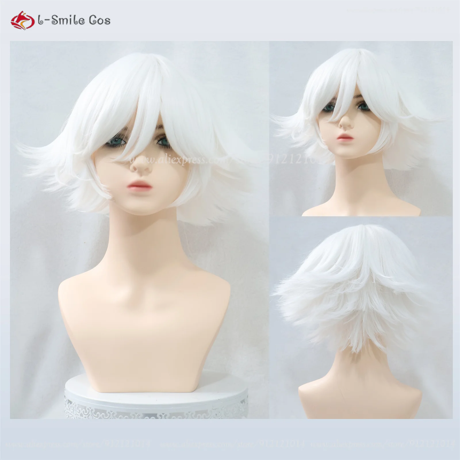 

Anime Mi Zu Ki Cosplay Wig Unisex 33cm Short Pure White Fluffy Mizuki Wigs Heat Resistant Synthetic Hair Anime Cosplay Wigs