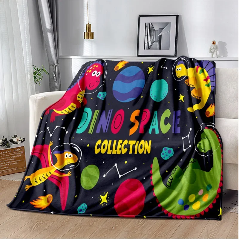 

Cartoon Dino Space Pattern Children Printed Blanket Leisure Sofa Blanket Home Sheet Office Soft Air Conditioning Customizable