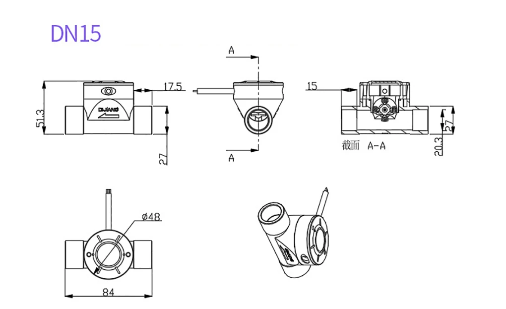 PVC Water Flow Sensor High Precision Pipeline Type Flow Meter Liquid Flow Rate I