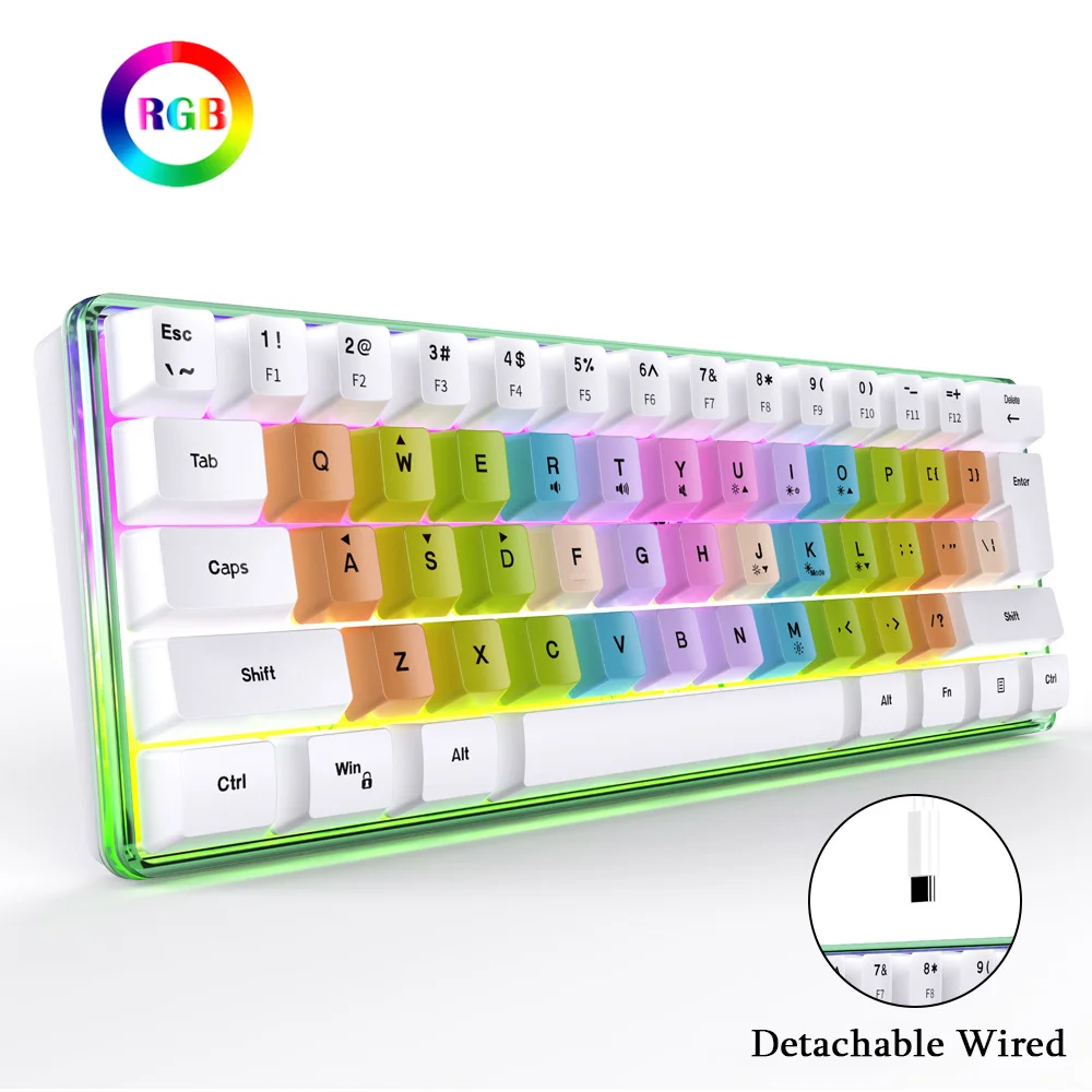 

61 Keys Mini Wired Gaming Keyboard Backlit RGB Mechanical Feel Keyboard Colorful Pink Gamer Keyboard For Computer Laptop PC