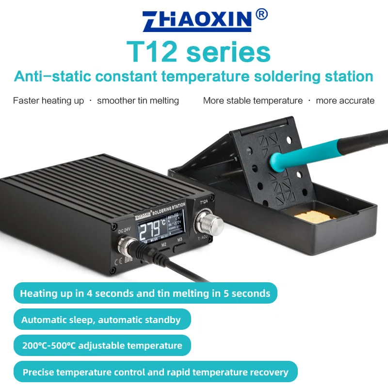ZHAOXIN T12 Soldering Station 74W Quick Heating LCD Digital Display Electric Welding Iron Temperature Adjustable With Tip 2