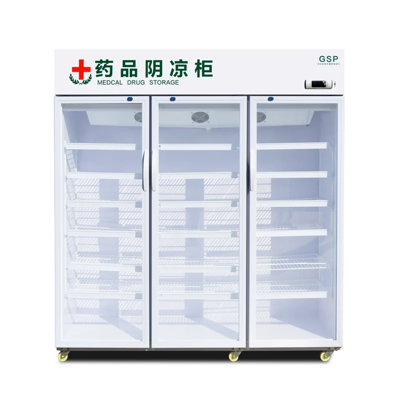 Drugstore Shade Refrigerated Display Cabinet Freezers Medicine Refrigerator 2 Door 2 Layer Tempered Glass 1200*600*1960