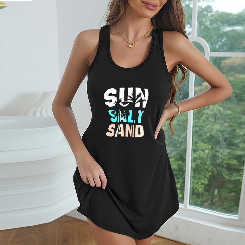 Women's Nightgown Alphabet Printed Strapless Comfortable Skin Friendly Halter Sexy Hottie Dress Homewear