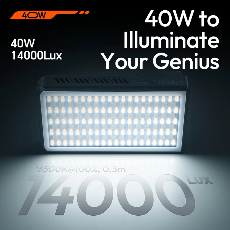 Ulanzi P40 Bi/P40 RGB 40W Video Light 14000Lux 37Wh with LED Display for Portrait Still Life Photography Shooting Light Painting 3