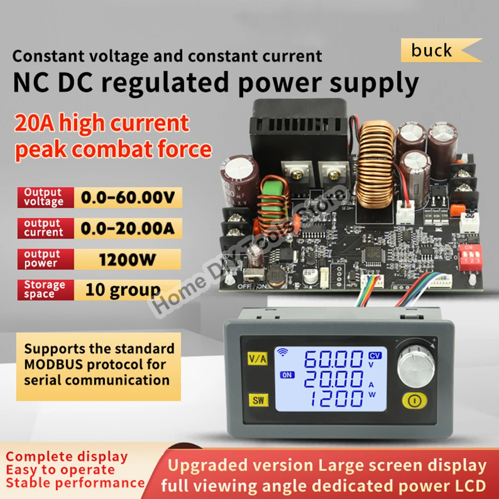 CNC Adjustable DC Stabilized Voltage Power Supply Module CC CV 6.0-70V to 0-60V 20A 1200W Step-down Module XY6020L
