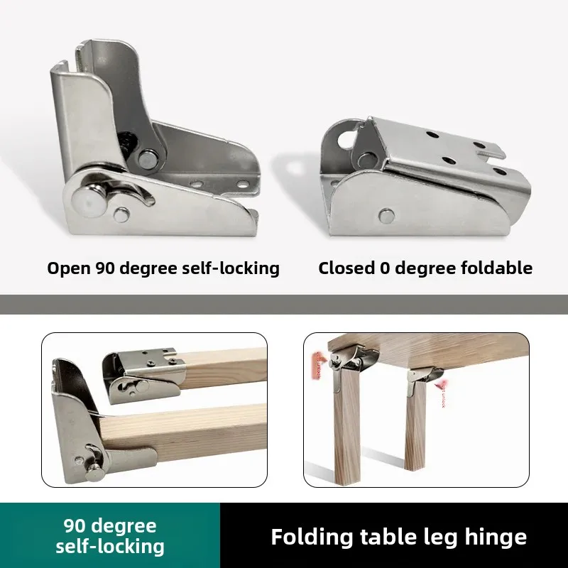 Foldable Table Leg Hinge Connector Piece Book Desk 90 Degree Self Locking Foldable Table Leg Bracket Hardware Accessories
