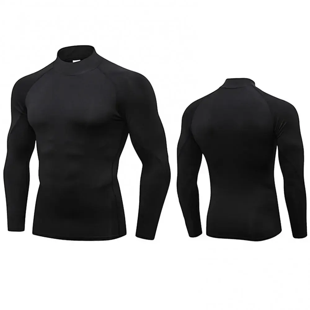 Men-s-Workout-Compression-Shirt-Turtleneck-Long-Sleeve-Rash-Guard-Gym ...