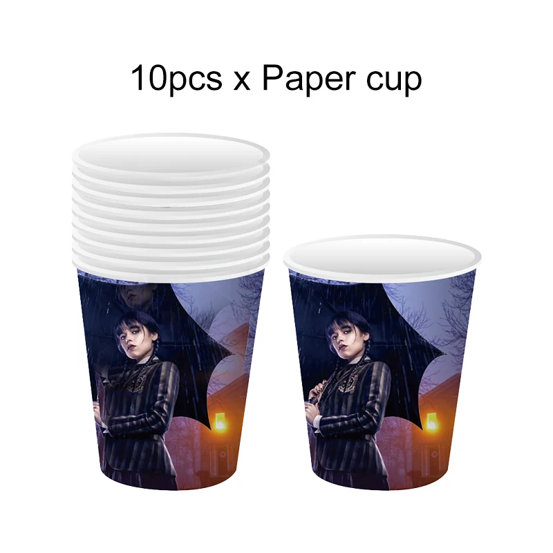 thumbnail image 1 of Decoración para fiesta de cumpleaños de la película Miércoles Addams, pancarta, globos, vajilla, suministros para eventos festivos, decoración del hogar, tazas, fondo, 1 of 5