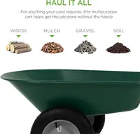 Best Choice Products Dual-Wheel Home Utility Yard Wheelbarrow Garden Cart w/Built-in Stand for Lawn, Gardening 2