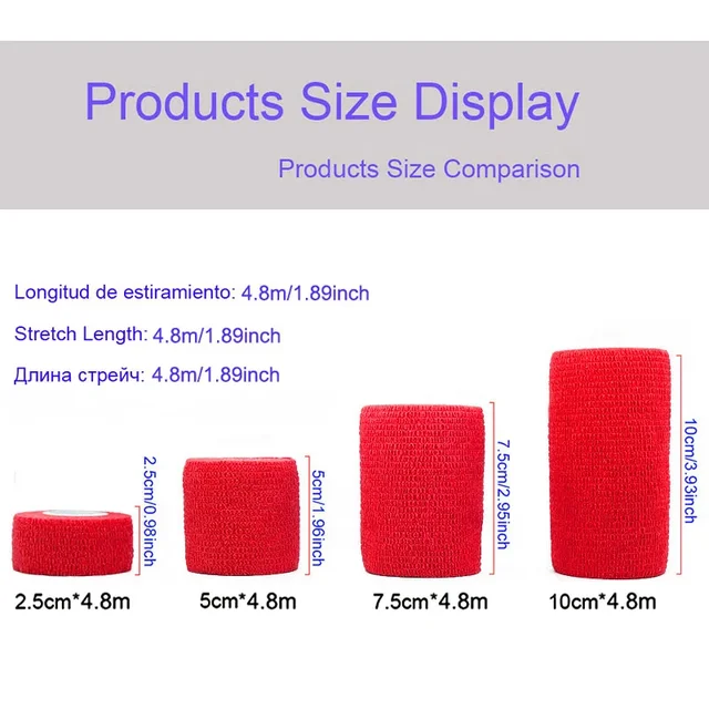 1/6/12/24/32 Red Gauze motion Bandage Self-adhesive Breathable Elastic Bandages for Sports Fixing Finger Wrist Leg 6
