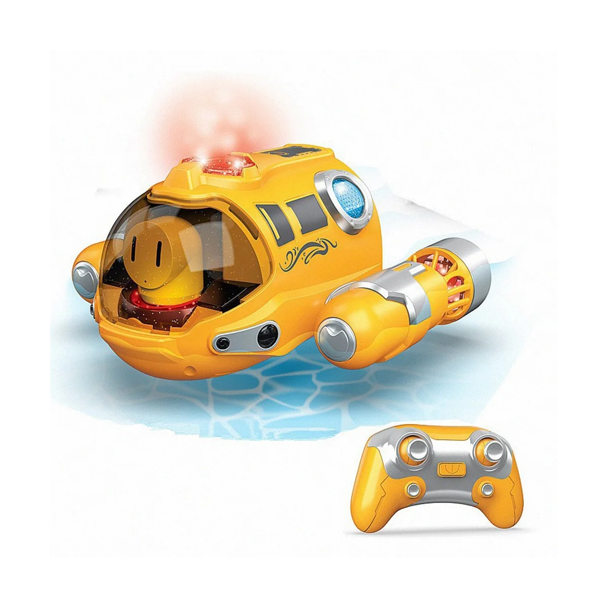 미니 RC 보트 스프레이 리모컨 보트 어린이 물 장난감, 생일 선물, 잠수함 보트 모양 장난감, 노란색, 2.4G