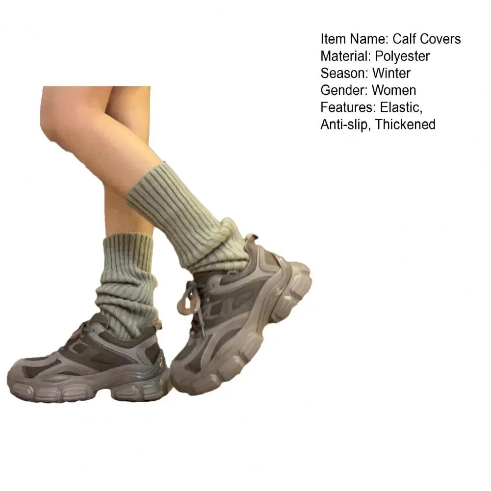 Description Picture 3 of itemWoman Leg Warmers Winter Long Socks Calf Covers Knitted Anti-slip Leg Warmers for Wear Sports Outing Jk Lolita
