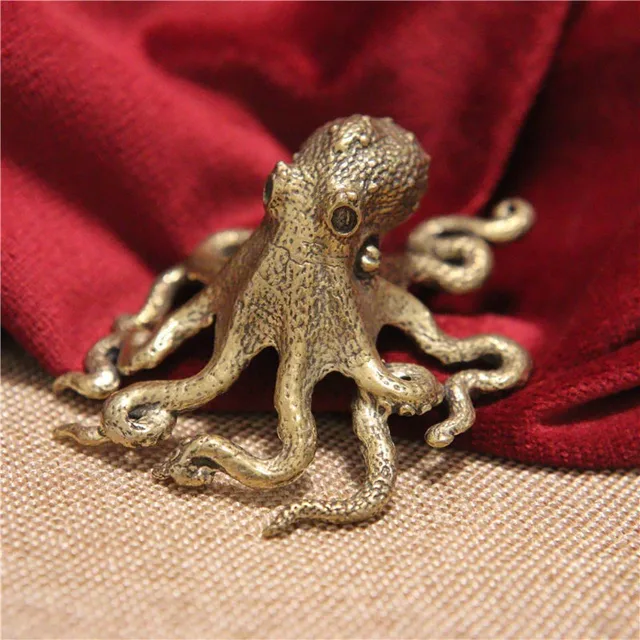 Brass Small Octopus Ornament Office Mini Statues