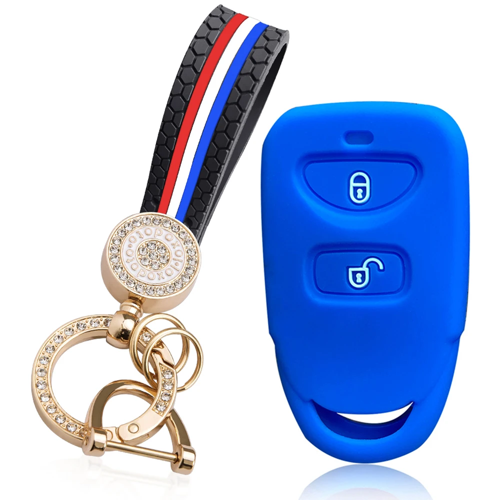 2 Buttons Silicone Car Remote Key Case For Hyundai Tucson Santa Fe Elantra Sonata Sportage Kia Carens Car Key Holder Cover