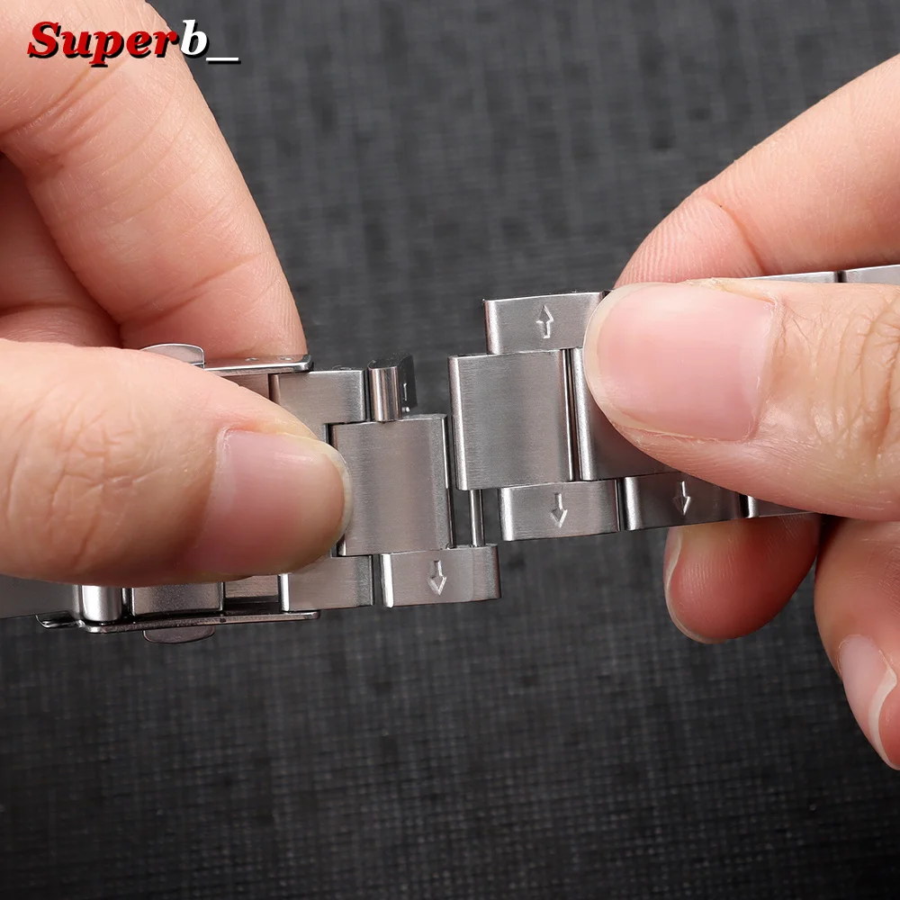 Elegant Curved End Gold Stainless Steel Watch Strap with Double Press Safety Clasp