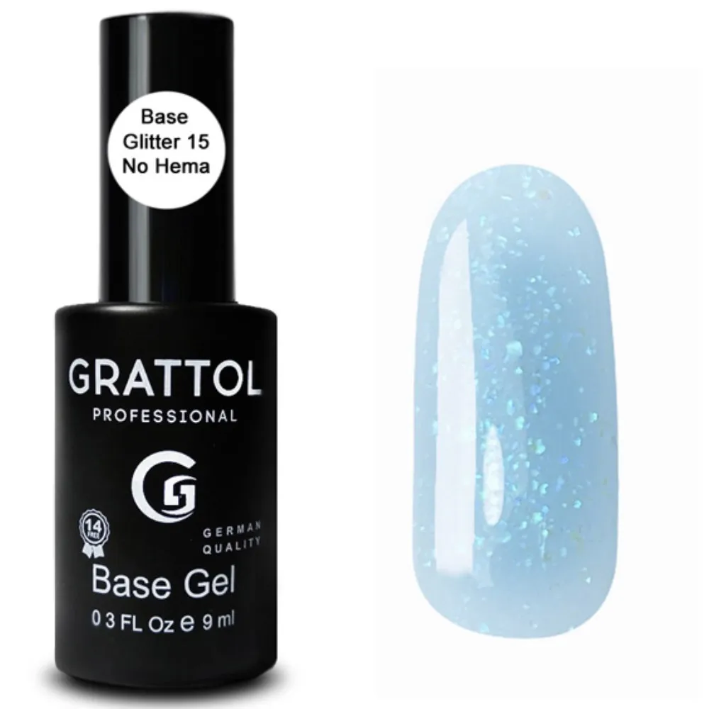 

GRATTOL Professional 9ml NO HEMA 15 Glitter Bule Base Gel Nail Polish Manicure Semi Permanent UV Gel Nail Lacquer Soak Off Base