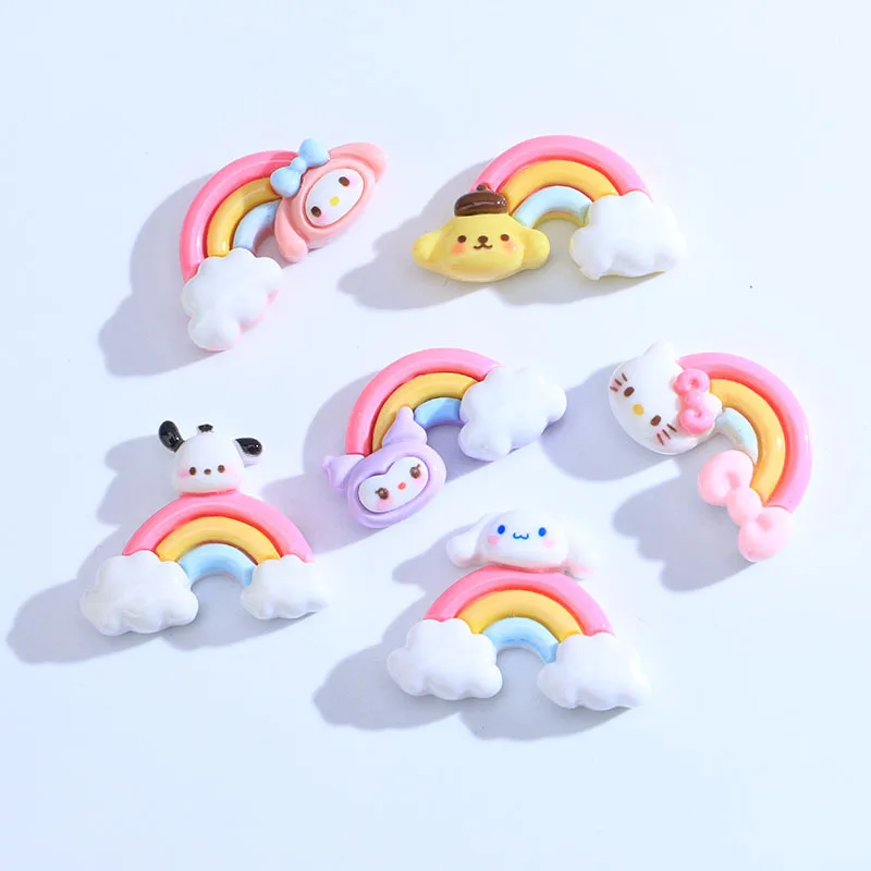 

10 шт./набор кавайные аниме Радуга Sanrios Hellokittys Melody Cinnamoroll Kuromi DIY оболочка для телефона материал патч полимерные аксессуары