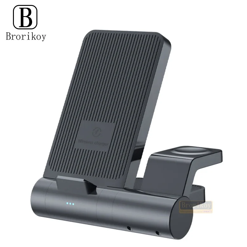 

3 в 1 Складная Беспроводная зарядная подставка 15 Вт для iPhone 15 14 13 12 ProMax Apple Watch Airpods Pro3 Беспроводная зарядная станция