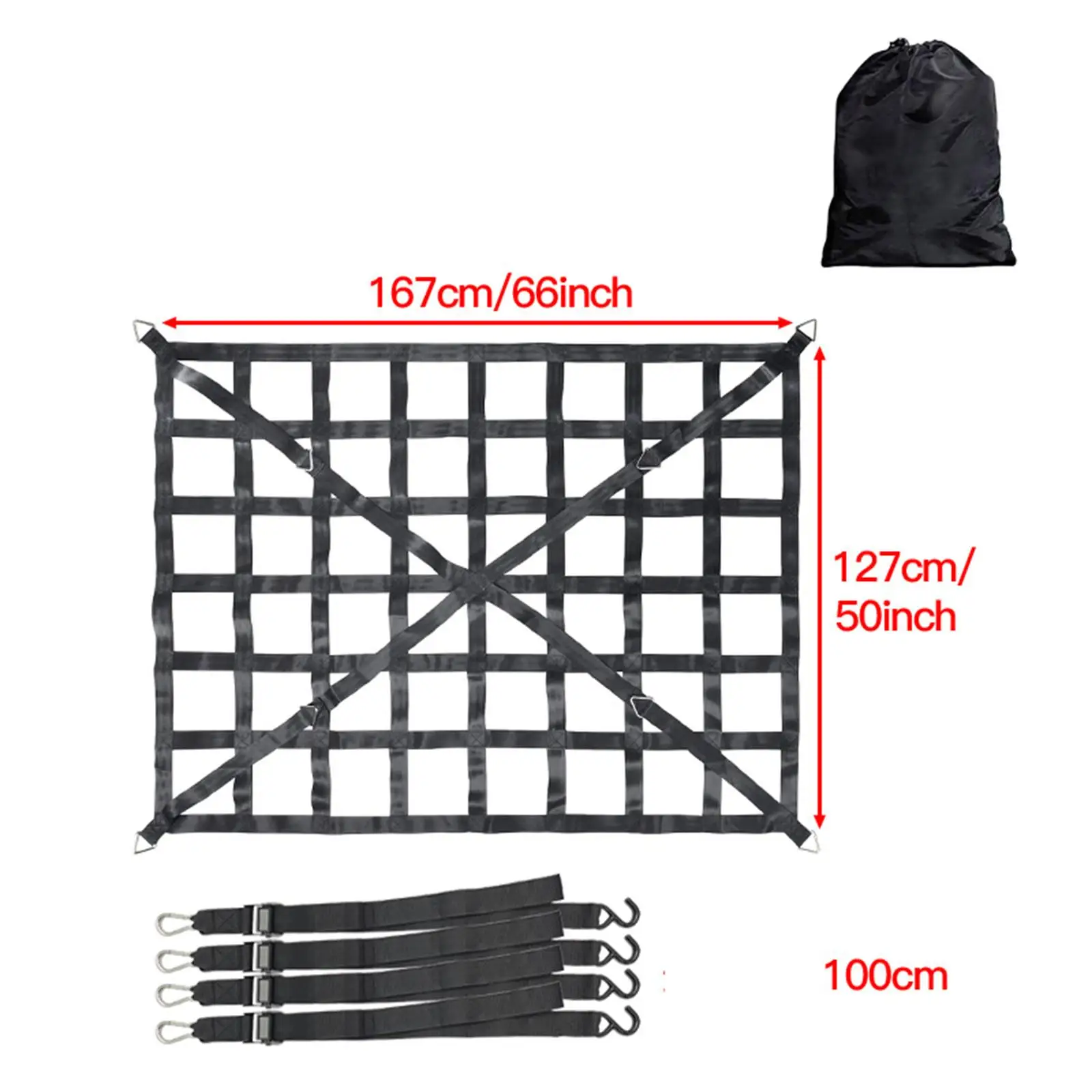 Frachtnetz für Pickup -LKW -Bett Hochelastische einfache Installationsschnallen Aufbewahrung Cargo Net for Pickup Truck Bed Highly Elastic Easy Installation Buckles Storage