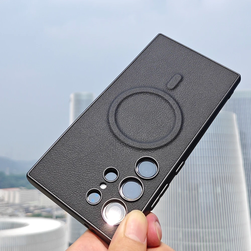 Luxury Original Leather Phone Case with Built-in Magnetism - Premium Protective Cover