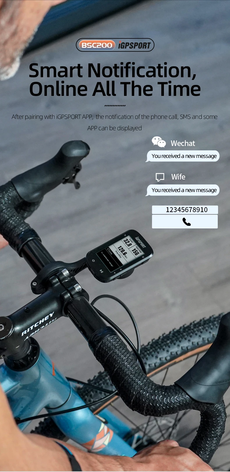 Bike GPS Computer BSC200 Bicycle Computer ANT 2.6 Inch Waterproof Wireless Bike