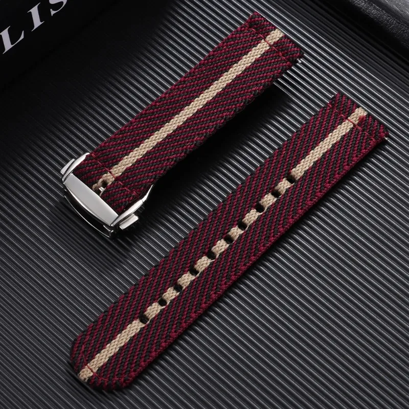 Woven Nylon Canvas Quick Release Watch Band with Folding Buckle