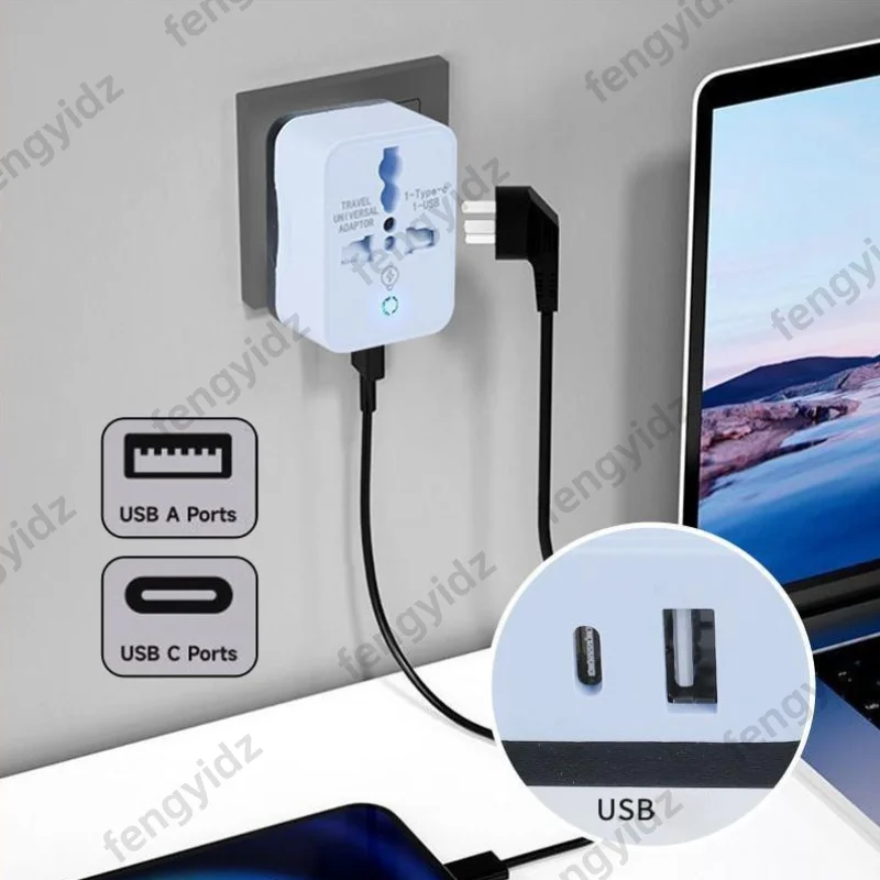 Universal Travel Adapter with USB Type-C Port - Power Charger and Outlet Converter