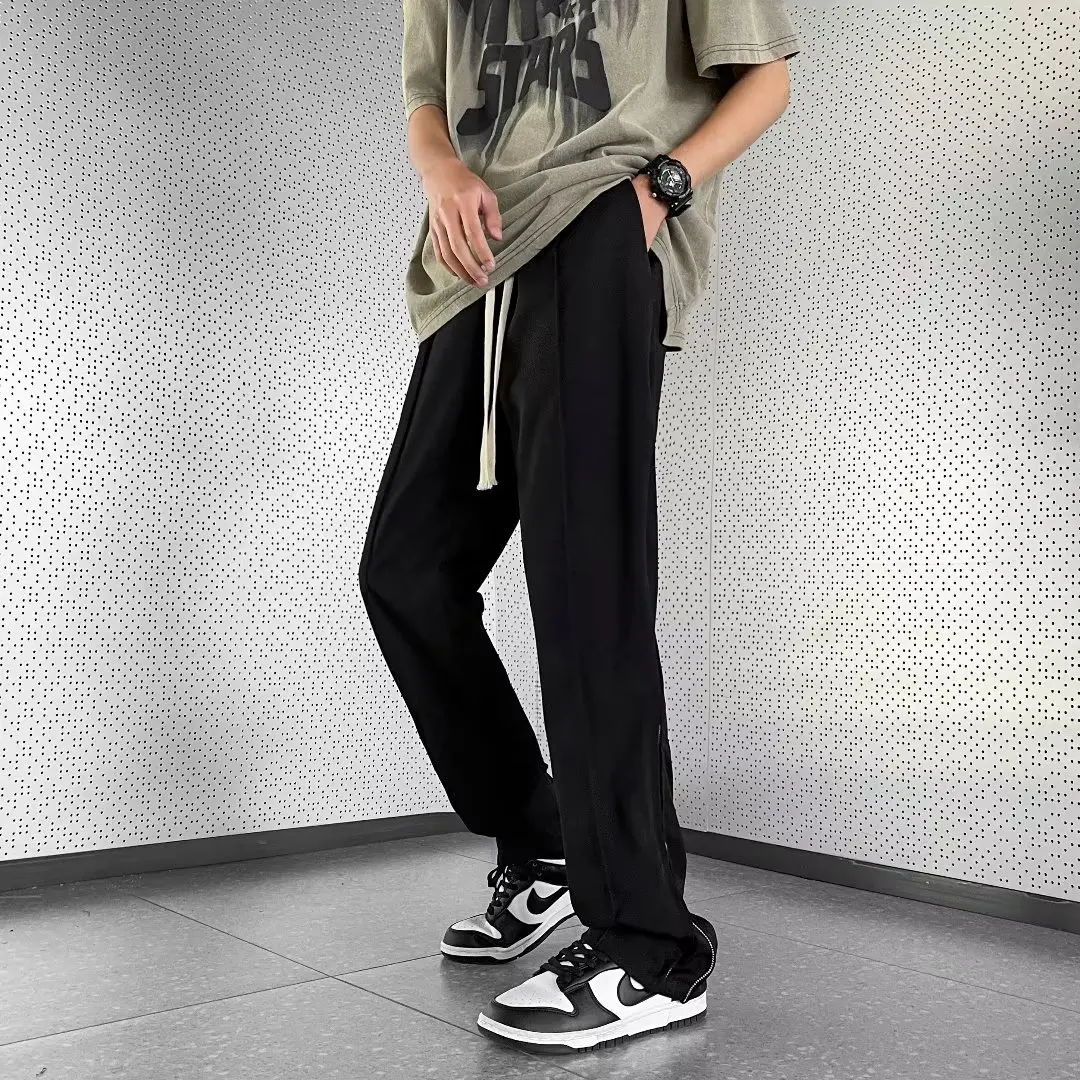 American Style College Style Straight Leg Pants Summer New Men And Women's Daily Travel Shopping Loose Casual Drawstring Pants